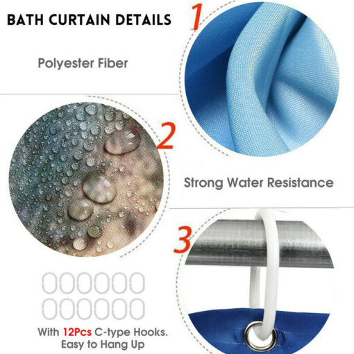 Stylish Ikat Pattern Fabric Shower Curtain for Modern Bathroom Decor - Image 5