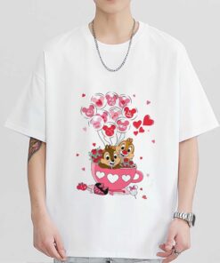 Chip And Dale With Mickey Balloon T-Shirt Lovely Unique Gift Valentine Tea Cup Happy Valentines Sweatshirt, Hoodie