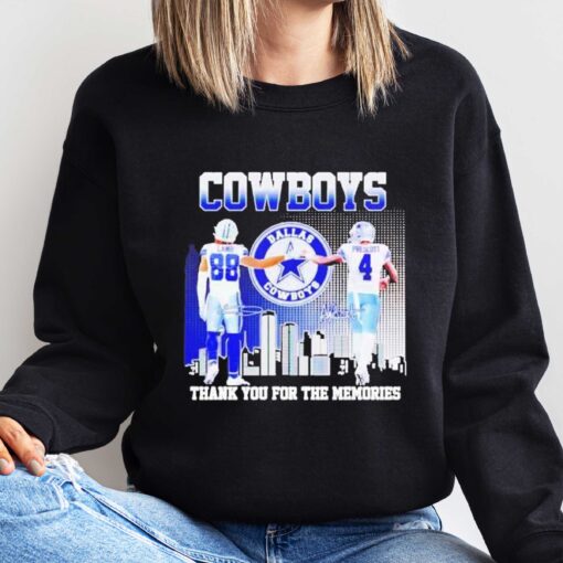 Skyline Dallas Cowboys Ceedee Lamb And Dak Prescott Thank You For The Memories Sweatshirt, T-Shirt, Hoodie Shirt