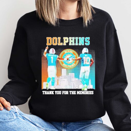 Skyline Miami Dolphins Tua Tagovailoa And Tyreek Hill Thank You For The Memories T-Shirt, Sweatshirt, Hoodie Shirt