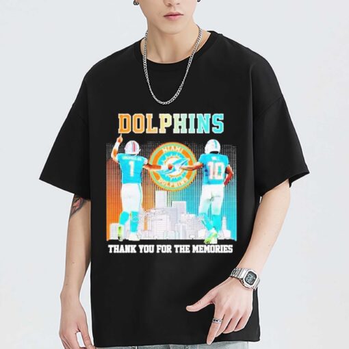 Skyline Miami Dolphins Tua Tagovailoa And Tyreek Hill Thank You For The Memories T-Shirt, Sweatshirt, Hoodie Shirt