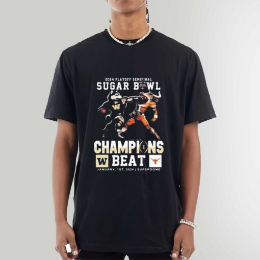 Premium 2024 CFP Playoff Semifinal Sugar Bowl Champions Shirt Washington Huskies Beat Texas Longhorns Mascot Sweatshirt Hoodie Gift