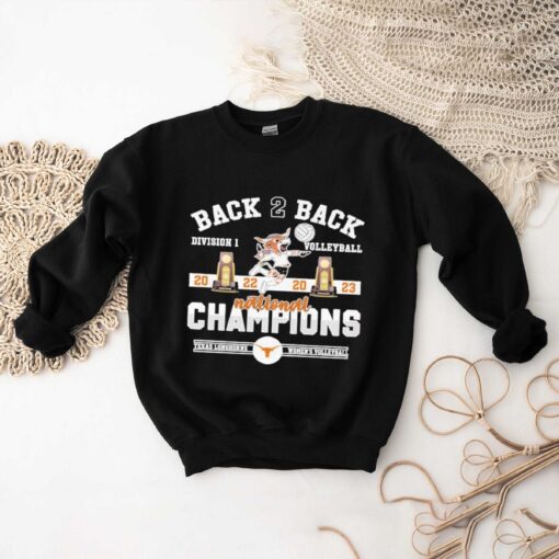 Premium Texas Longhorns Shirt Back 2 Back National Champions Women Volleyball Shirt Hoodie Sweatshirt
