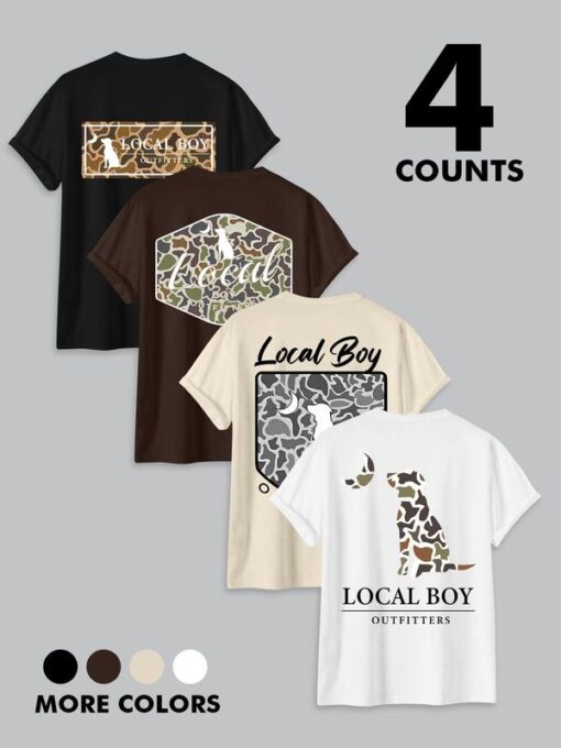 Men's Camo Graphic Print Round Neck Tee - Local Boy Outfitters Casual Summer Shirt