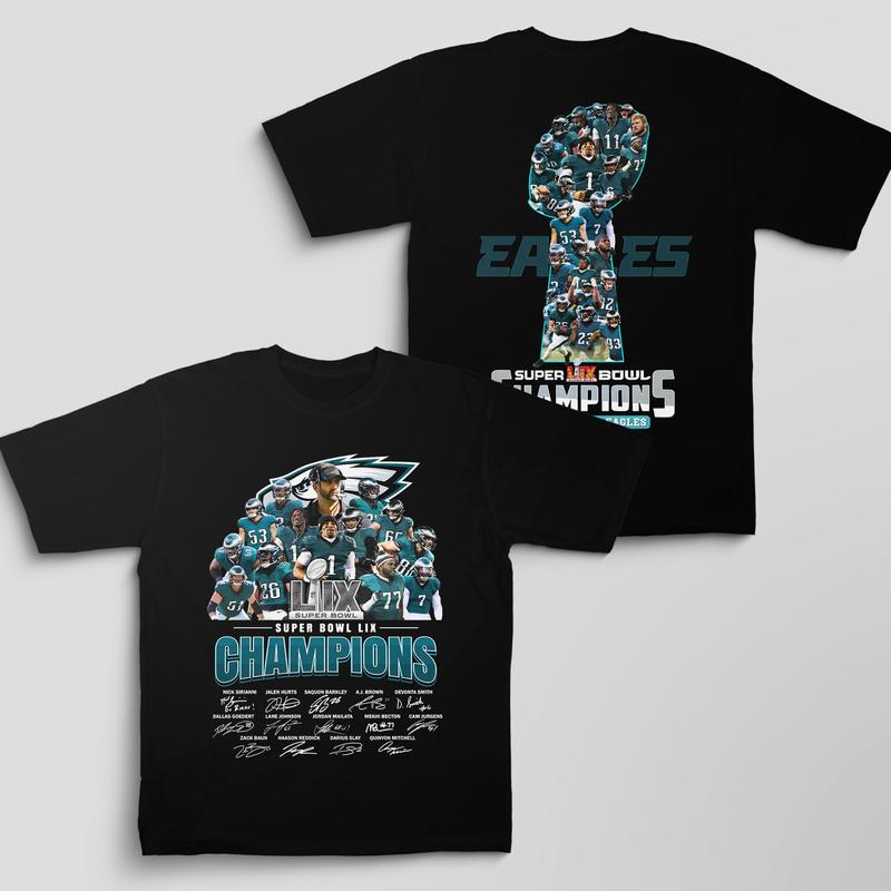 Philadelphia Eagles Super Bowl LII Champions Graphic Tee - Gildan 5000 Heavy Cotton Unisex Shirt