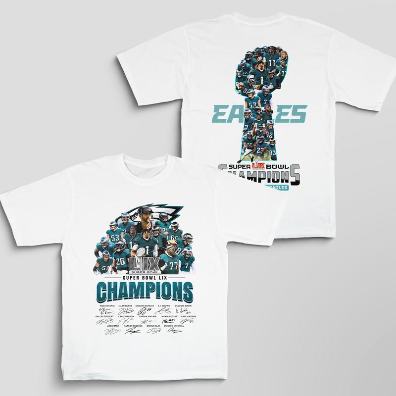 Philadelphia Eagles Super Bowl LII Champions Graphic Tee - Gildan 5000 Heavy Cotton Unisex Shirt