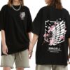 Stylish Anime Attack on Titan T-Shirt with Survey Corps Emblem and Cherry Blossoms