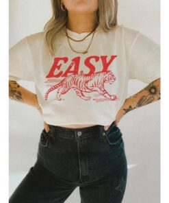 Trendy Easy Tiger Vintage Tee - Retro Festival Oversized T-Shirt