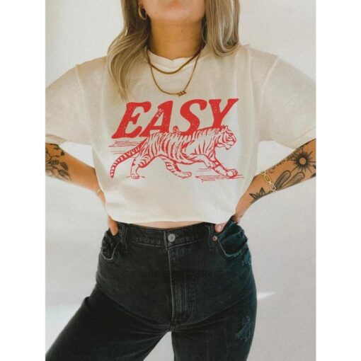Trendy Easy Tiger Vintage Tee - Retro Festival Oversized T-Shirt