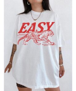 Trendy Easy Tiger Vintage Tee - Retro Festival Oversized T-Shirt