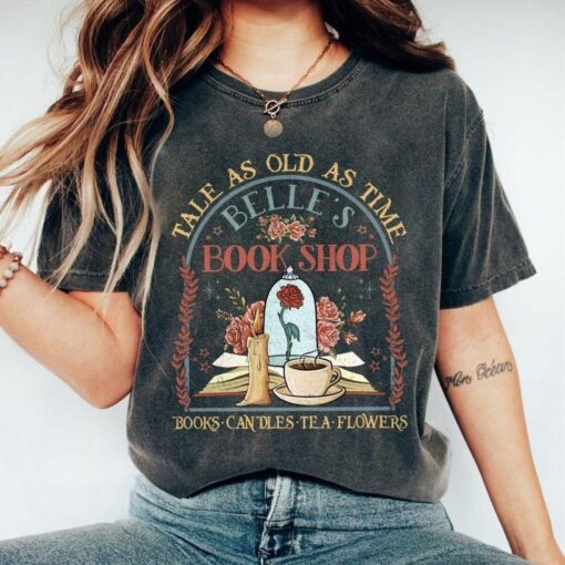 Beauty and the Beast Vintage "Tale as Old as Time" T-Shirt - Belle Reads Book Design