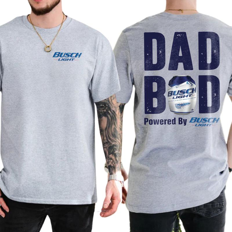 Dad Bod Powered By Busch Light Funny Drinking Tee for Men