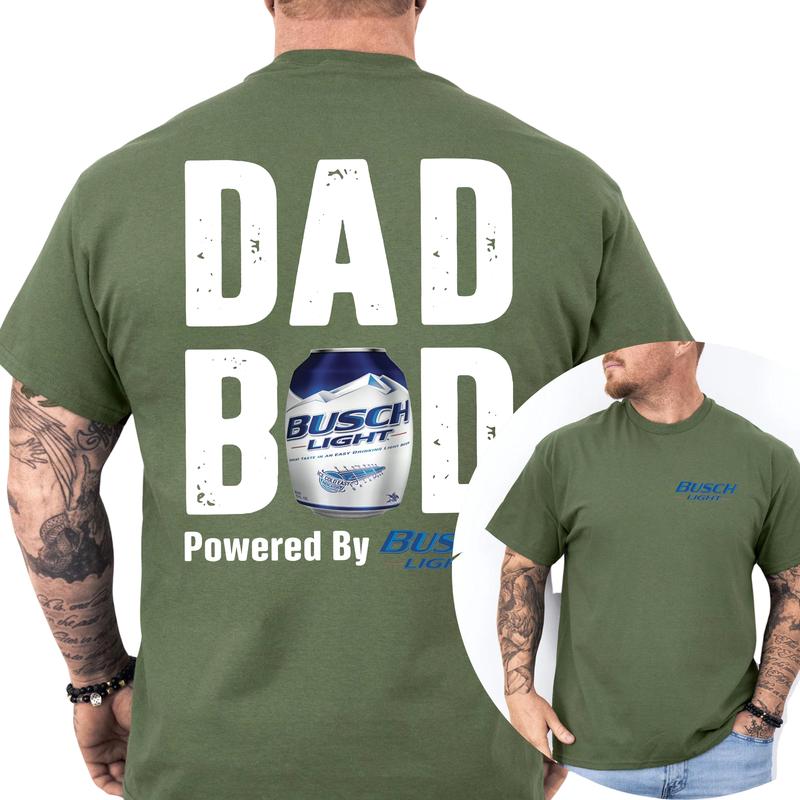 Dad Bod Powered By Busch Light Funny Drinking Tee for Men