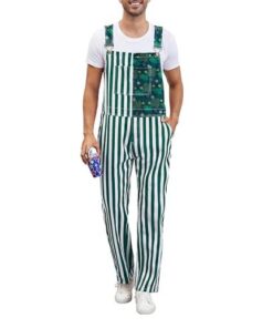 Men's Irish Christmas Overalls - St. Patrick's Day Denim Bib Coveralls with Adjustable Straps & Zipper