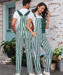 Men's Irish Christmas Overalls - St. Patrick's Day Denim Bib Coveralls with Adjustable Straps & Zipper