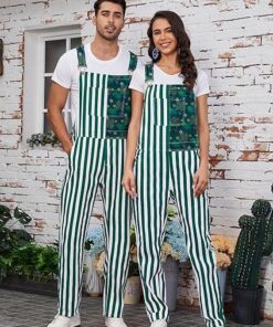 Men's Irish Christmas Overalls - St. Patrick's Day Denim Bib Coveralls with Adjustable Straps & Zipper