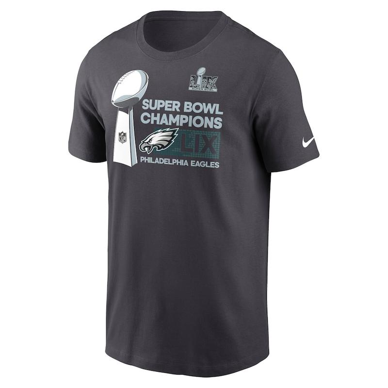 Men's Philadelphia Eagles Nike Anthracite Super Bowl LIX Champions T-Shirt - Locker Room Trophy Collection