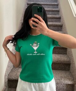 St. Patrick's Day Women's Baby Tee - Funny Leprechaun Martini Cocktail Shirt for Party Enthusiasts