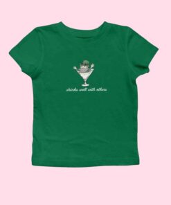 St. Patrick's Day Women’s Baby Tee - Leprechaun Martini Cocktail "Drinks Well with Others" Funny Tee