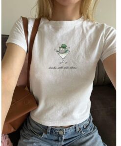 St. Patrick's Day Women’s Baby Tee - Leprechaun Martini Cocktail 