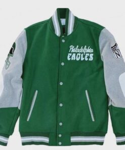 Vintage Green Philadelphia Eagles Varsity Jacket Inspired by Princess Diana