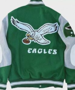 Vintage Green Philadelphia Eagles Varsity Jacket Inspired by Princess Diana