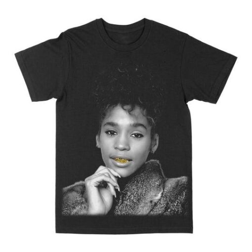 Whitney Houston Gold Grill Graphic Tee for Bold Self-Expression