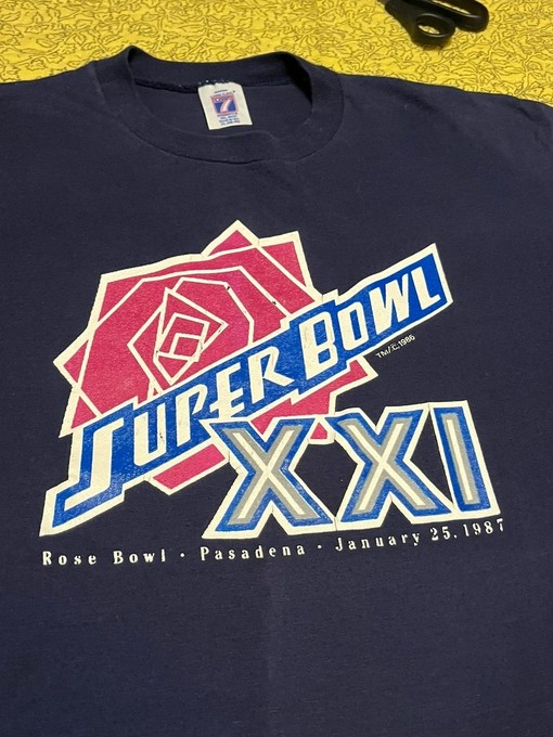 1987 Logo 7 Superbowl XXI Pasadena Vintage USA Made Mens Sport Shirts Sweatshirt T-shirt - Image 2