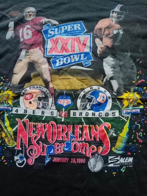 1990 NFL Super Bowl 49Ers Denver Broncos Sweatshirt T-shirt - Vintage Style and Ideal Gift for Fans with ncaa shirt kids - Image 2