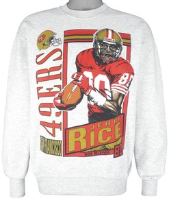 1990S Vintage San Francisco 49Ers Jerry Rice Stat Sweatshirt American Football Shirt for Dad with Retro NCAA Shirts
