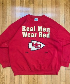 1991 Boxy Real Men Wear Red Kansas City Chiefs Sweatshirt T-Shirt, NFL Football Teams Gifts For Fans