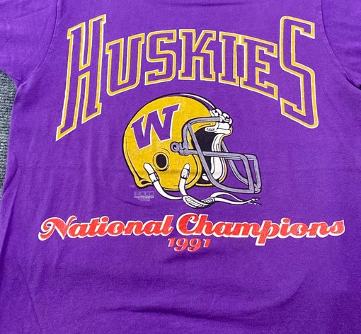 1991 NCAA Huskies National Champions T-Shirt Vintage Style - NCAA Shirts Women - Image 2
