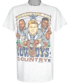 1996 Vintage Style NFL Welcome To Cowboys Country Caricature American University T-Shirt