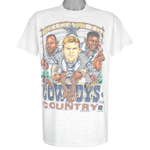 1996 Vintage Style NFL Welcome To Cowboys Country Caricature American University T-Shirt