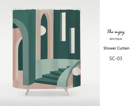 3D Abstract Shower Curtain - Modern Fabric with Hooks and Quick-Drying Bathroom Decor