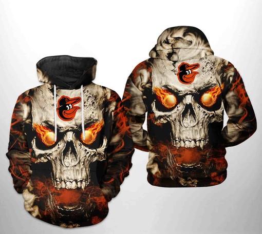 3D Baltimore Orioles MLB Skull Hoodie