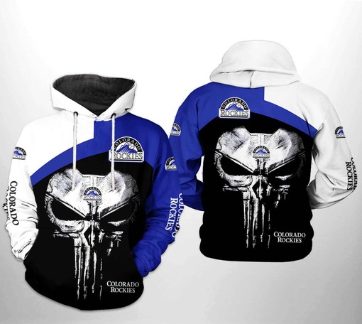 3D Colorado Rockies MLB Skull Hoodie