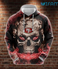 3D Hoodie with Smokey Skull Design for San Francisco 49ers Fans
