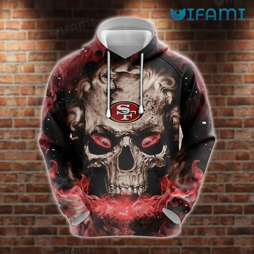 3D Hoodie with Smokey Skull Design for San Francisco 49ers Fans