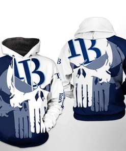 3D Tampa Bay Rays MLB Team Skull Zip-Up Hoodie