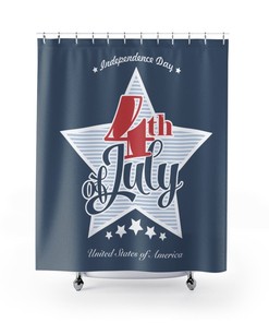 4th of July Decorations Curtain with American Flag Print for Patriotic Bathroom Decor