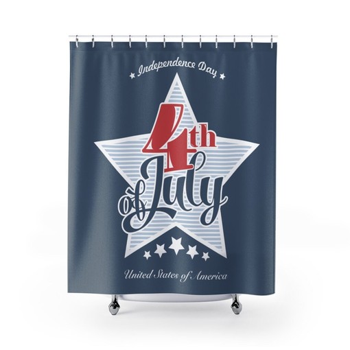 4th of July Decorations Curtain with American Flag Print for Patriotic Bathroom Decor