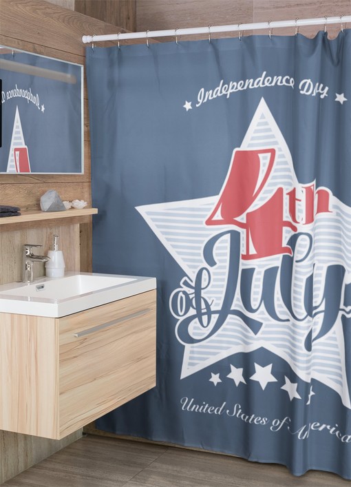 4th of July Decorations Curtain with American Flag Print for Patriotic Bathroom Decor - Image 2