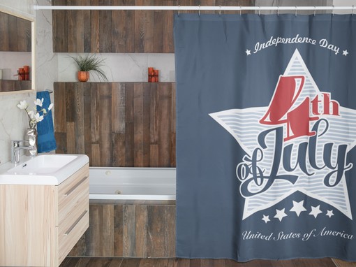 4th of July Decorations Curtain with American Flag Print for Patriotic Bathroom Decor - Image 4