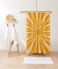 70s Vintage Sun Boho Shower Curtain - Eco-Friendly and Waterproof for Chic Vintage Bathroom Decor