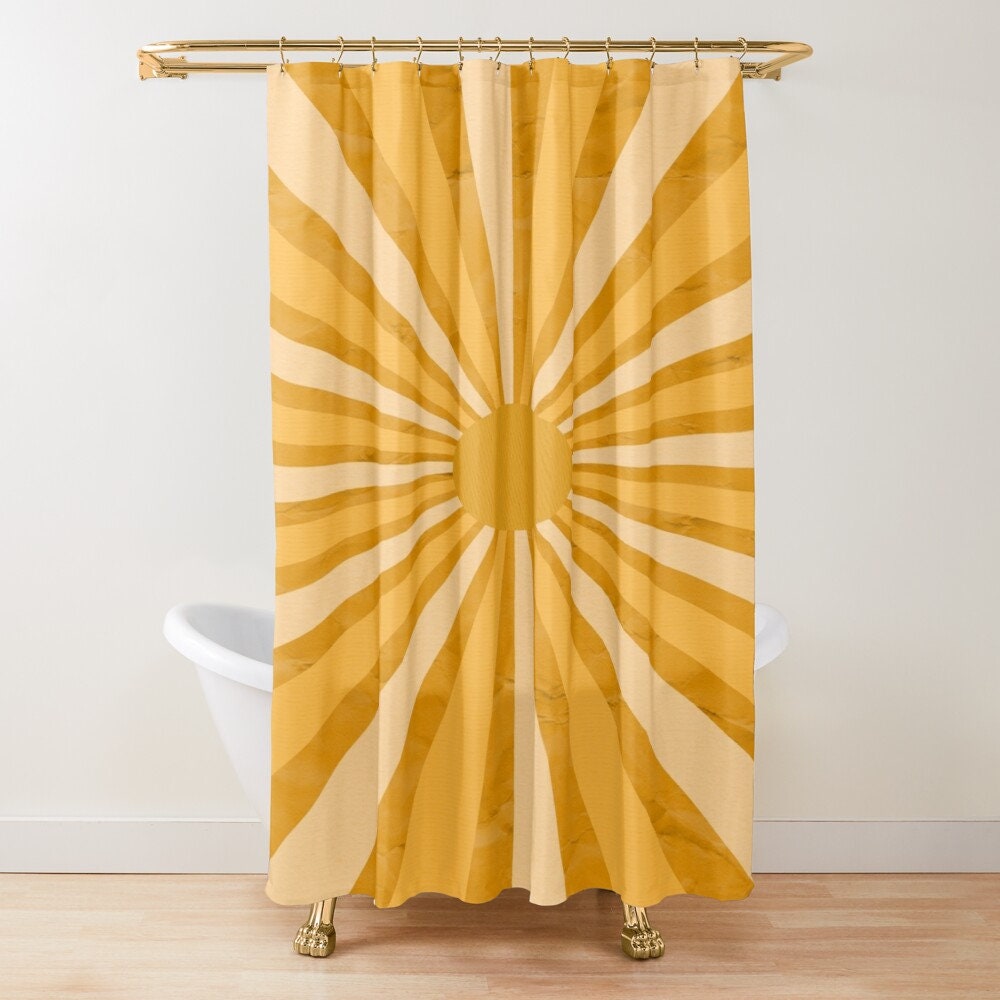 70s Vintage Sun Boho Shower Curtain - Eco-Friendly and Waterproof for Chic Vintage Bathroom Decor - Image 2