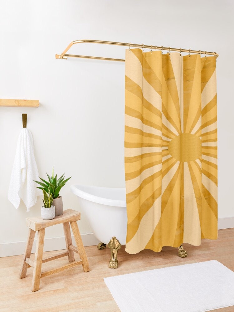 70s Vintage Sun Boho Shower Curtain - Eco-Friendly and Waterproof for Chic Vintage Bathroom Decor - Image 4