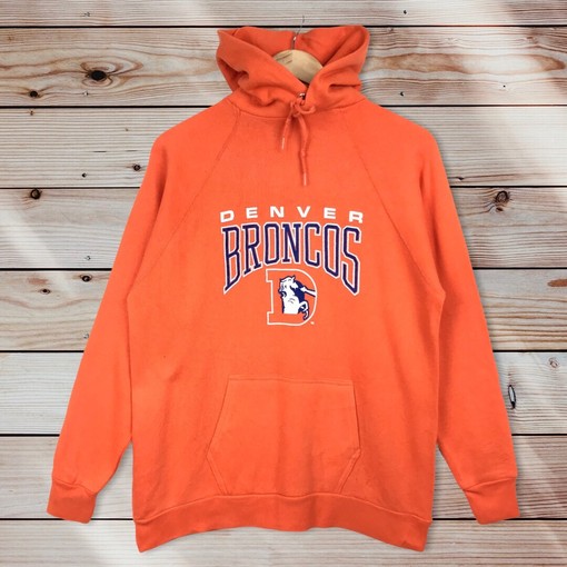 80s NFL Denver Broncos Ladies Pullover Hoodie Sweater Pullover for Fans