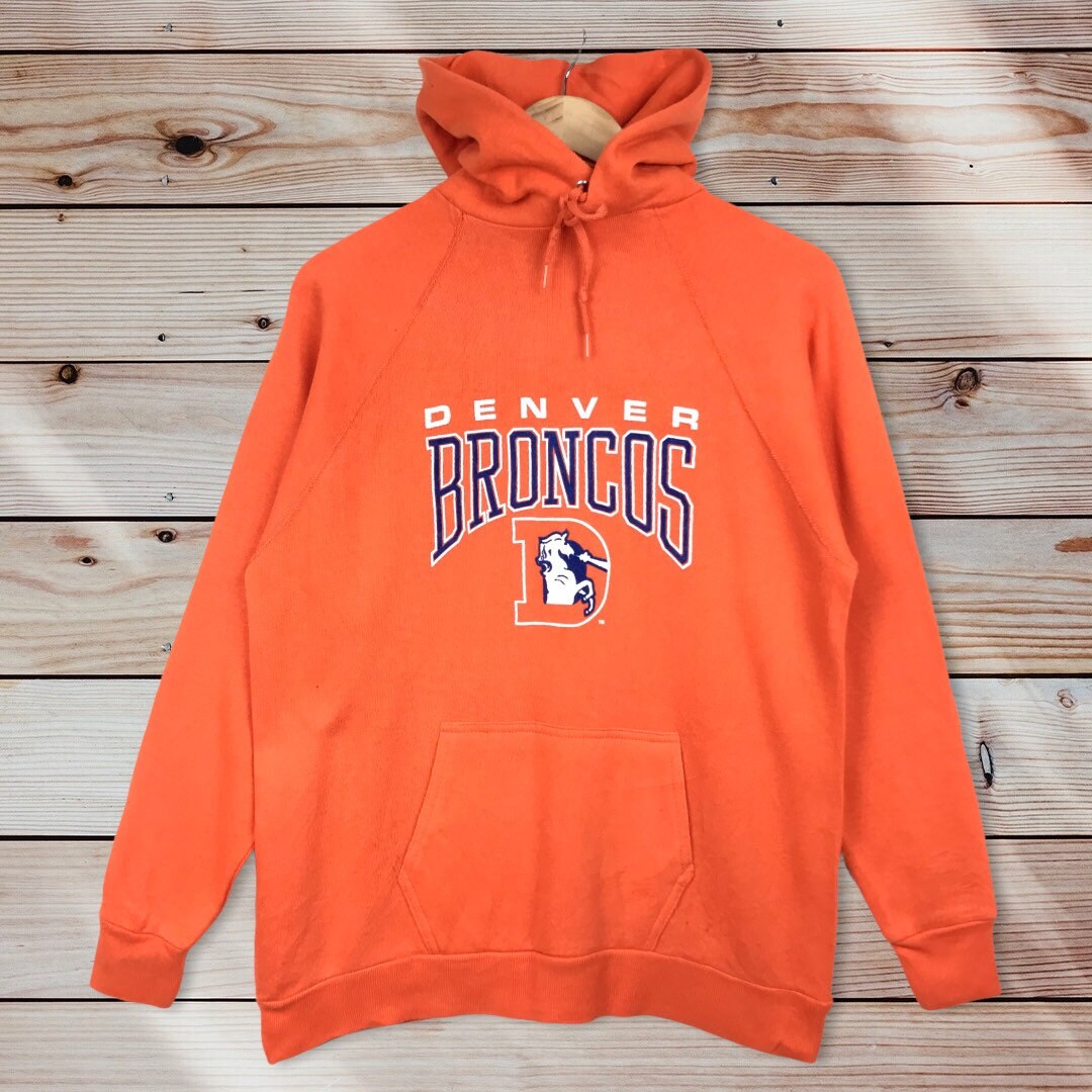 80s NFL Denver Broncos Ladies Pullover Hoodie Sweater Pullover for Fans