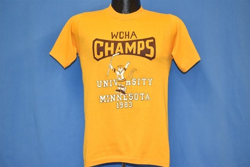 80s University of Minnesota WCHA Champs 1983 Hockey Golden Gophers T-Shirt for Football Lover Gifts - Image 2